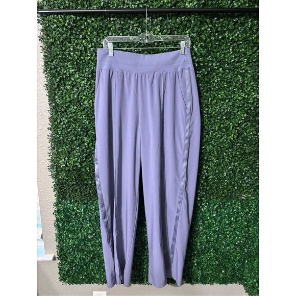 Athleta Pants Womens 14 Nolita Wide Leg Tempest Violet High Rise Side Stripe Poc - Picture 3 of 7